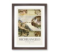 The Creation Of Adam By Michelangelo Exhibition Museum Painting Framed Print | A4 Walnut Framed Wall Art | Ready to Hang | Modern Historical Picture | Living Room Bedroom Lounge Office