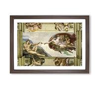 The Creation of Adam by Michelangelo Framed Print | A2 Walnut Framed Wall Art | Ready to Hang | Modern Historical Picture | Living Room Bedroom Lounge Office