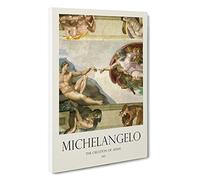 The Creation of Adam Michelangelo Canvas Print | Gallery Wrapped 30mm Frame Wall Art | 30x20 inches | Ready to Hang | Contemporary Picture | Living Room Bedroom Lounge Office