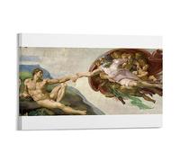 The Creation of Adam Sistine Chapel By Michelangelo Buonarroti Poster Painting On Canvas Wall Art Scroll Picture Print Living Room Walls Decor Homes 12x18inch(30x45cm)