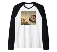 The Creation of Cats - Michelangelo Inspired Parody Art Raglan Baseball Tee
