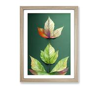 The Creative Leaves Framed Print | A2 Oak Framed Wall Art | Ready to Hang | Modern Floral Picture | Living Room Bedroom Lounge Office