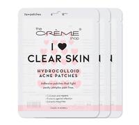 The Crème Shop Hydrocolloid Acne Plasters for Light Skin, Impregnated with Salicylic Acid + Witch Hamamelis, Adhesive Plasters for Pimples, Painless and Brightens Dark Spots (72 Plasters / 3 Sizes)