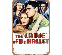 The Crime of Doctor Hallet Film Movie Poster Retro Metal Tin Sign Wall Home Wall Art Metal Tin Sign,cave,bar,Club, Metal Tin Sign 8x12 Inches