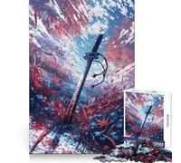 The Crimson Shore Katana Jigsaw Puzzles 1000 Pieces for Adults Memory Boost Warm Time Image Assembly Fine Art Piece (50x75cm)