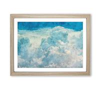The Crisp Clouds Painting Modern Art Framed Print | A4 Oak Framed Wall Art | Ready to Hang | Modern Landscape Picture | Living Room Bedroom Lounge Office