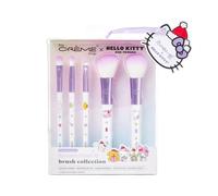 The Crme Shop Hello Kitty & Friends Flawless Finish Brush Collection, Makeup Brush Set, 5-Piece, Synthetic, Purple (with white), Vegan, Powder, Blush, Eyeshadow, Face Blending