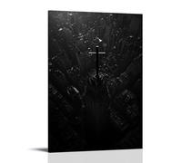 The Cross Atop A Silent Cathedral Casts A Shadow over The City, Reaching Further Than Any Tower. Artistic Wall Mural Modern Hanging Decor Poster08x12inch(20x30cm)
