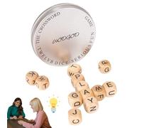 The Crossword Game,Classical Game with 12 Dice Letters, Wooden Letter Tiles Dice Games for Camping,Travel Playing with Case White Elephant Gift Adults
