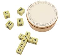 The Crossword Solitaire Game, Dice Game with Twelve Dice Letters Set Alphabet Dice Game Dice Word Games Packed with Stainless Steel Case, Anti-loss (Gold)
