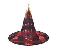 The Crow At The Entrance Of The Castle Halloween Hat â€“ Spooky Party Costume Accessory With Full-Print Design â€“ Lightweight Foldable Witch Hat For Halloween, Carnival, Masquerade & Role Play Events