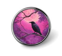 The Crows And Purple Moon Round Metal Brooches 1 Inch Memorial Badges Exquisite Decorations Pins for Clothing