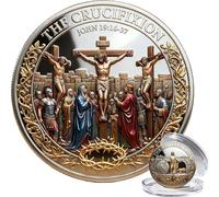 The Crucifixion of Jesus Christ Commemorative Coin, Crown of Thorns Christian Challenge Coin, Christ Is Risen Cross Faith Token, Religious Collectible Gift for Men & Women (1pc)