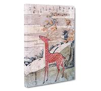 The Cry of the Stag by Harunobu Suzuki Canvas Print | Gallery Wrapped 30mm Frame Wall Art | 30x20 inches | Ready to Hang | Asian Animals Picture | Living Room Bedroom Lounge Office