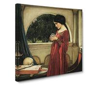 The Crystal Ball by John William Waterhouse Classic Painting Canvas Wall Art Print Ready to Hang, Framed Picture for Living Room Bedroom Home Office Décor, 20x20 Inch (50x50 cm)