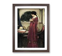 The Crystal Ball By John William Waterhouse Classic Painting Framed Wall Art Print, Ready to Hang Picture for Living Room Bedroom Home Office Décor, Walnut A4 (34 x 25 cm)