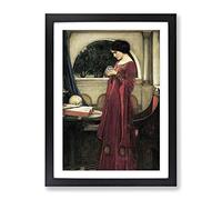 The Crystal Ball By John William Waterhouse Classic Painting Framed Wall Art Print, Ready to Hang Picture for Living Room Bedroom Home Office Décor, Black A4 (34 x 25 cm)