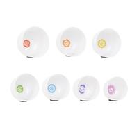 The crystal handcrafted singing bowl sound therapy 7-tone set features a professional-grade meditation instrument with a flower-plated inner side. It is handcrafted as an adult stress relief tool. The