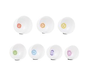 The crystal handcrafted singing bowl sound therapy 7-tone set features a professional-grade meditation instrument with a flower-plated inner side. It is handcrafted as an adult stress relief tool. The