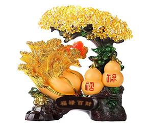 The Crystal Tree Citrine Tree Lucky Cabbage Gourd Ornaments Crystal Bonsai Gem Tree Decorative Gift Home Living Room Wealth Artwork 13.7 Inch Crystal Trees(Large)