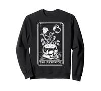 The Cultivator Macabre Tarot Card Skull Planter Botany Sweatshirt