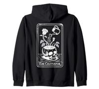 The Cultivator Macabre Tarot Card Skull Planter Botany Zip Hoodie