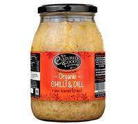 The Cultured Food Company Chilli & Dill Sauerkraut 1kg Jar - Organic Sauerkraut, Raw & Unpasteurised - Probiotic - Gut Healthy - Traditionally Fermented - No Preservatives - Vegan