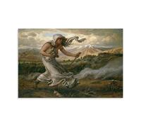The Cumaean Sibyl 1876 by Elihu Vedder - Romanticism Wall Art Print Depicting Sibyl with Scroll And Mountain Backdrop Canvas Art And Wall Art Picture Print Modern Family Bedroom Decors Unframe 24x36in