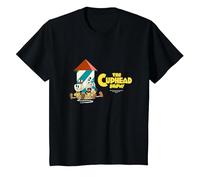 The Cuphead Show! Cuphead and Mugman Rocket tee T-Shirt, Youth, Black, Medium