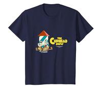 The Cuphead Show! Cuphead and Mugman Rocket tee T-Shirt, Youth, Navy Blue, Medium