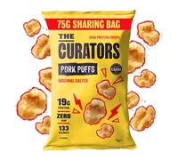 THE CURATORS High Protein Pork Puffs, Protein Crisp Low Carb Keto Gluten Free Savoury Snack (Salted Pork Puffs 75g)