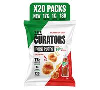 THE CURATORS High Protein Pork Puffs, Tajin Chilli & Lime, 25g (20 Packs) 18g Protein Low Carb Keto Gluten Free Savoury Snack