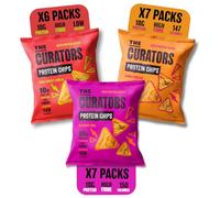 THE CURATORS Protein Chips Mixed Pack, Lentil Crisps, 7x Tangy Cheese, 7x Classic BBQ & 6x Thai Sweet Chilli, 35g (20 Packs), 10g Protein, High Fibre, 147 Calories, Gluten Free, Veggie.