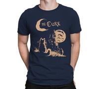 The Cure Cat Moon Lover 90s Men's T-Shirt, navy blue, L