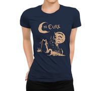 The Cure Cat Moon Lover 90s Women's T-Shirt, navy blue, L