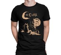 The Cure Cat Moon Lover Men's 90s T-Shirt, Black, L