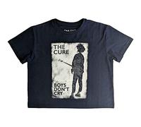 The Cure Crop Top T Shirt Boys Dont Cry Band Logo Official Womens Navy XXL