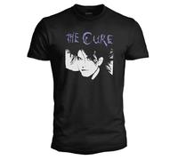 The Cure - Robert Smith Men's and Women's T-Shirt - Official Gothic Style New Wave T-Shirt - Dark Band Regular Fit Jersey, Black, S