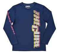 The Cure T Shirt Glitched Logo Official Unisex Denim Blue Long Sleeve L