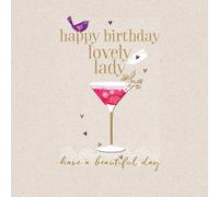 The Curious Inksmith Lovely Lady Birthday Card - Elegant Cocktail Theme with an Embossed Foil Finish - Happy Birthday Card for Mum, Friend, Sister or Her
