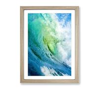 The Curl Of A Wave In Abstract Modern Framed Wall Art Print, Ready to Hang Picture for Living Room Bedroom Home Office Décor, Oak A3 (34 x 46 cm)