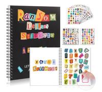 The Cut Out and Collage Book Spiral Bound Ransom Note Letters Sticker Books 8.5x6.3inch 1400+ Cut and Paste Materials Vintage Scrapbook Alphabet Letters Numbers Punctuation for Junk Journal