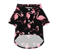 The Cute Beautiful Pink Flamingo Dog Hawaiian Shirts Printed T-Shirt Beach Shirt Pet Clothes Outfit Tops M