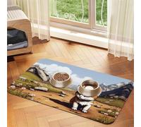 The Cute cat in The Sunflower Field Pet Feeding Mat Dog Cat Eating Food Absorbent Leather Tablecloth for and Water Bowl Waterproof No Stains Quick Dry Non-Slip 23.62 * 15.75IN