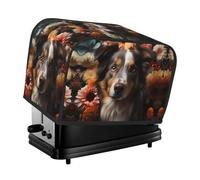 The Cute dog with flowers toaster cover is suitable for 2 small toaster covers with wide slots and comes with a storage pocket to meet diverse baking needs.