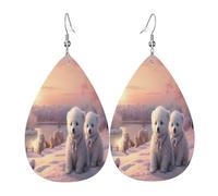 The cute little bear in the snow Women's Teardrop Leather Earrings - Lightweight PVC Dangle Earrings, 925 Silver Hooks, Double-Sided Prints | Hypoallergenic Gift