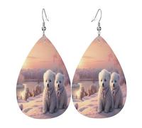 The cute little bear Women's Teardrop Leather Earrings - Lightweight PVC Dangle Earrings, 925 Silver Hooks, Double-Sided Prints | Hypoallergenic Gift