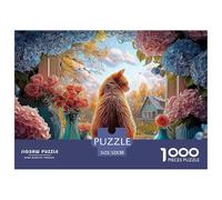 The Cute Orange Cat Sits on The Windowsill 1000 Pieces Extra-thick Cardboard Jigsaw Puzzle Kitten Impossible Hard Difficult Family Game Jigsaw Gifts for Family, Friends 52x38cm/1000pcs