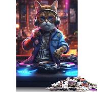 The Cyberpunk Cat DJ 500 Pieces Jigsaw Puzzles for Adults- Impossible Puzzle - Puzzles Brain Challenge Puzzle for Kids 500pcs (52x38cm)