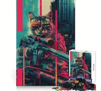 The Cyberpunk Sniper Cat Teenagers 1000 Piece Jigsaw Puzzle Think Smart Toy Bonding Time Smooth Cut Santa Wish List (50x75cm)